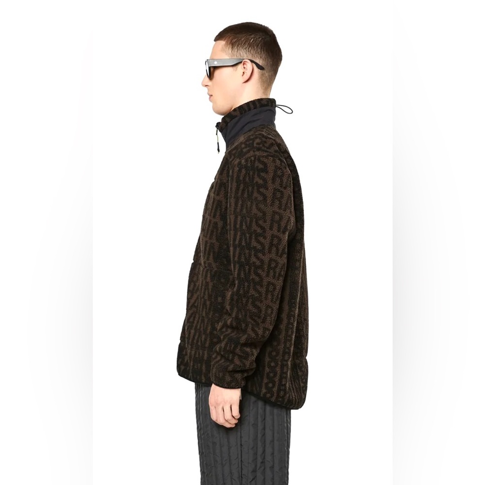 RAINS Heavy Fleece Monogram Jacket in Brown NWT Unisex Oversized W:M/L or M: S/M - Picture 12 of 13